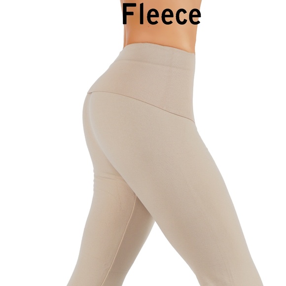 High elastic waist band fleece leggings - Picture 2 of 3